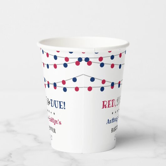 Rood, wit & due! 4 juli Baby shower Papieren Bekers (Rechts)
