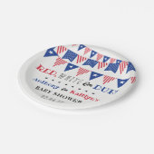 Rood, wit & due! 4 juli Baby shower Papieren Bordje (Gekanteld)