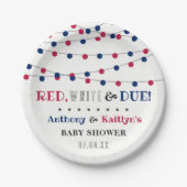Rood, wit & due! 4 juli Baby shower Papieren Bordje (Voorkant)
