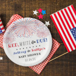 Rood, wit & due! 4 juli Baby shower Papieren Bordje<br><div class="desc">Vier in stijl met deze trendy 4 juli baby shower papieren borden. Het ontwerp is gemakkelijk te personaliseren met uw eigen formulering en uw familie en vrienden zullen blij zijn wanneer ze deze fantastische partij borden zien. Overeenkomende objecten vindt u in de collectie.</div>