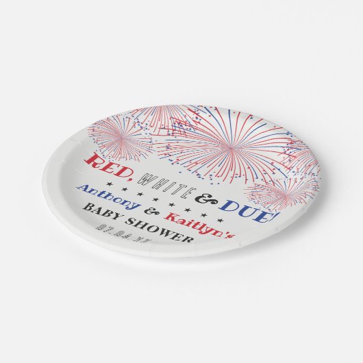 Rood, wit & due! 4 juli Baby shower Papieren Bordje (Gekanteld)