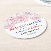 Rood, wit & due! 4 juli Baby shower Ronde Kartonnen Onderzetter (Gebogen)