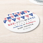 Rood, wit & due! 4 juli Baby shower Ronde Kartonnen Onderzetter (Gebogen)