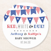 Rood, wit & due! 4 juli Baby shower Ronde Kartonnen Onderzetter (Voorkant)