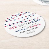 Rood, wit & due! 4 juli Baby shower Ronde Kartonnen Onderzetter (Gebogen)