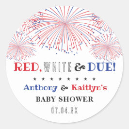 Rood, wit & due! 4 juli Baby shower Ronde Sticker