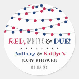 Rood, wit & due! 4 juli Baby shower Ronde Sticker