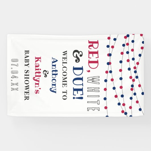 Rood, wit & due! 4 juli Baby shower Spandoek (Horizontaal)