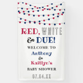 Rood, wit & due! 4 juli Baby shower Spandoek (Verticaal)