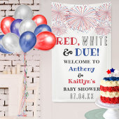Rood, wit & due! 4 juli Baby shower Spandoek