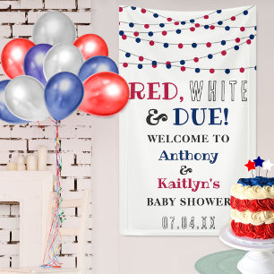 Rood, wit & due! 4 juli Baby shower Spandoek