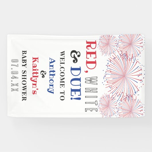 Rood, wit & due! 4 juli Baby shower Spandoek (Horizontaal)