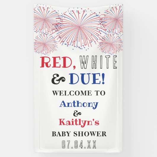 Rood, wit & due! 4 juli Baby shower Spandoek (Verticaal)