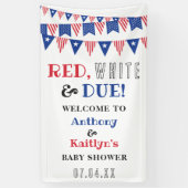 Rood, wit & due! 4 juli Baby shower Spandoek (Verticaal)