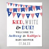 Rood, wit & due! 4 juli Baby shower welkom Poster (Voorkant)