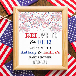 Rood, wit & due! 4 juli Baby shower welkom Poster