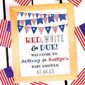 Rood, wit & due! 4 juli Baby shower welkom Poster