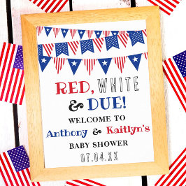 Rood, wit & due! 4 juli Baby shower welkom Poster