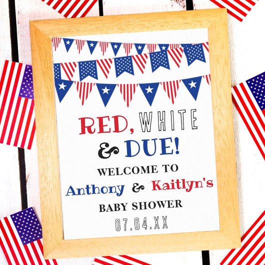 Rood, wit & due! 4 juli Baby shower welkom Poster