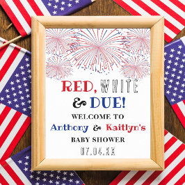 Rood, wit & due! 4 juli Baby shower welkom Poster