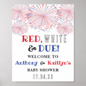 Rood, wit & due! 4 juli Baby shower welkom Poster (Voorkant)