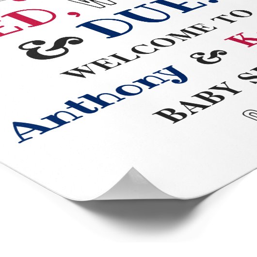 Rood, wit & due! 4 juli Baby shower welkom Poster (Hoek)