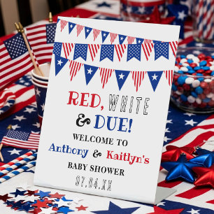 Rood, wit & due! 4 juli Baby shower welkom Reclamebord Met Voetstuk