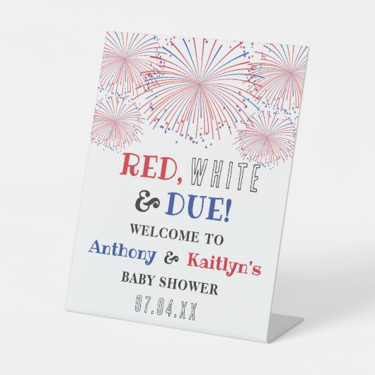 Rood, wit & due! 4 juli Baby shower welkom Reclamebord Met Voetstuk (Voorkant)
