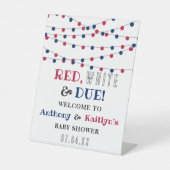 Rood, wit & due! 4 juli Baby shower welkom Reclamebord Met Voetstuk (Voorkant)