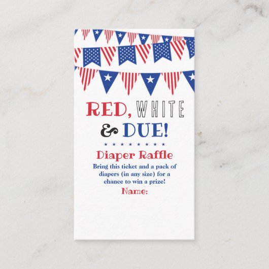 Rood, wit & due! 4 juli Baby showers luier Informatiekaartje (Voorkant)