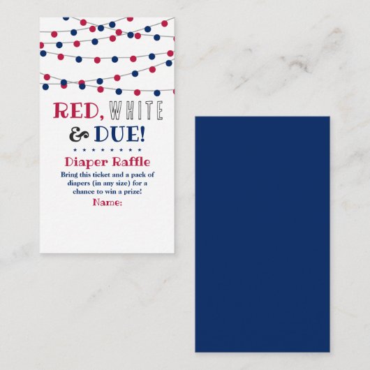 Rood, wit & due! 4 juli Baby showers luier Informatiekaartje (Voorkant / Achterkant)
