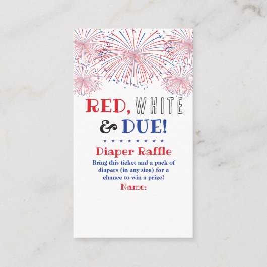 Rood, wit & due! 4 juli Baby showers luier Informatiekaartje (Voorkant)