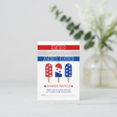 Rood Wit Due 4th Juli baby shower luier loterij Informatiekaartje (Staand voorkant)