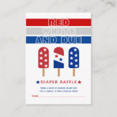 Rood Wit Due 4th Juli baby shower luier loterij Informatiekaartje (Voorkant)