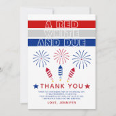 Rood Wit Due 4th van juli vuurwerk baby shower Bedankkaart (Voorkant)