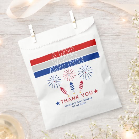 Rood Wit Due 4th van juli vuurwerk baby shower Bedankzakje (Geknipt)