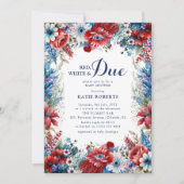 Rood, wit & due Floral 4 juli Baby shower Kaart (Voorkant)
