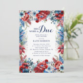 Rood, wit & due Floral 4 juli Baby shower Kaart (Staand voorkant)