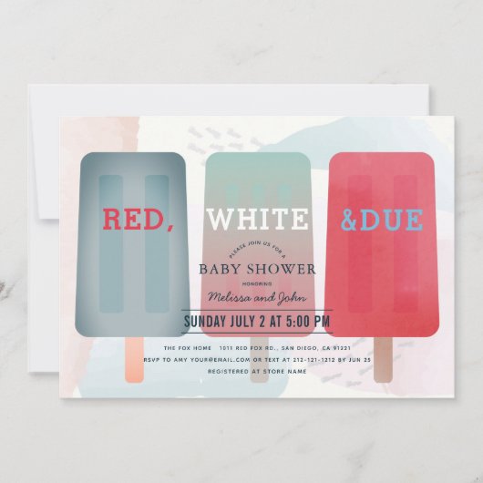 Rood Wit & Due Popsicle Juli 4e Baby shower Kaart (Voorkant)