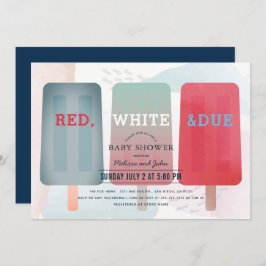 Rood Wit & Due Popsicle Juli 4e Baby shower Kaart
