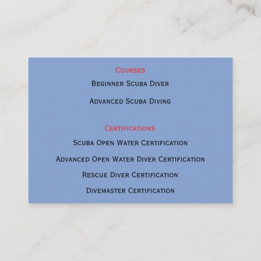 Rood & Wit Duikinstructeur Snorkelen Scuba Visitekaartje (Achterkant)