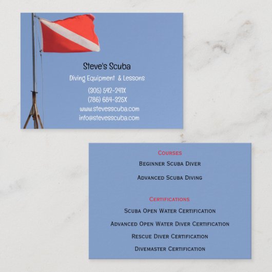 Rood & Wit Duikinstructeur Snorkelen Scuba Visitekaartje (Voorkant / Achterkant)