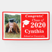 Rood Wit Één Fotoklasse van 2024 Afstuderen Spandoek (Horizontaal)