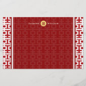 Rood Wit Eenvoudig Dubbel Geluk Chinees Huwelijk Briefpapier (Voorkant)