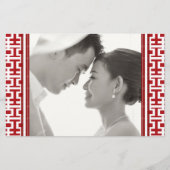 Rood Wit Eenvoudig Dubbel Geluk Chinees Huwelijk Briefpapier (Achterkant)