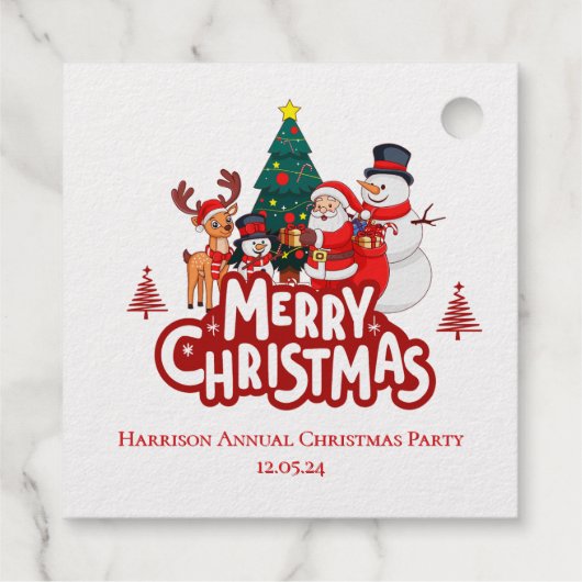 Rood & Wit Eenvoudig Prettig Kerstfeest Bedankjes Labels (Achterkant)