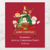 Rood & Wit Eenvoudig Prettig Kerstfeest Wijn Etiket (Enkel label)