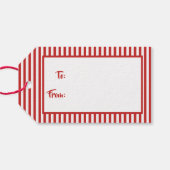 Rood/Wit Eenvoudig Stripes Patroon Alle gelegenhed Cadeaulabel (Achterkant Horizontaal)