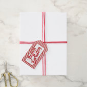 Rood/Wit Eenvoudig Stripes Patroon Alle gelegenhed Cadeaulabel (Met Touw)