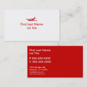 Rood wit eenvoudig vliegtuig, aangepast visitekaar visitekaartje (Voorkant / Achterkant)